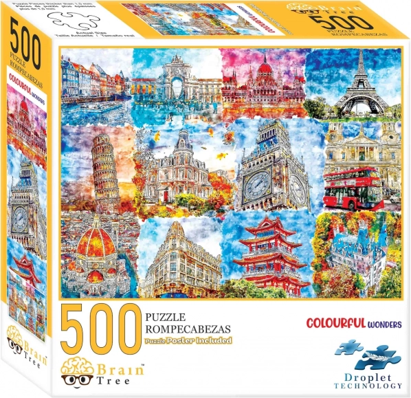 Puzzle Monuments en couleurs Brain Tree 500 pièces