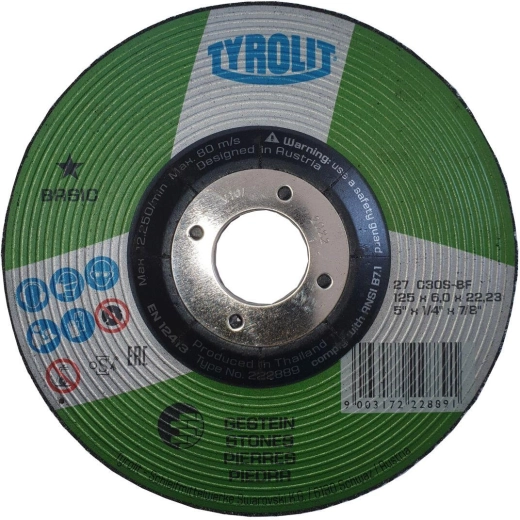 Disque abrasif pour fonte et pierre 125 × 6 × 22,2 mm