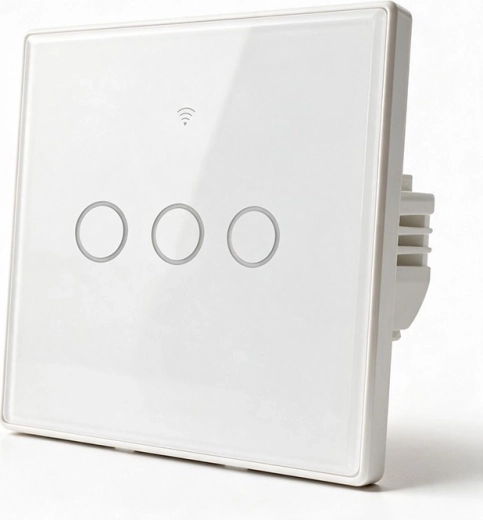 Interrupteur intelligent tactile Wi‑Fi 3 canaux pour lumière avec minuterie Tuya
