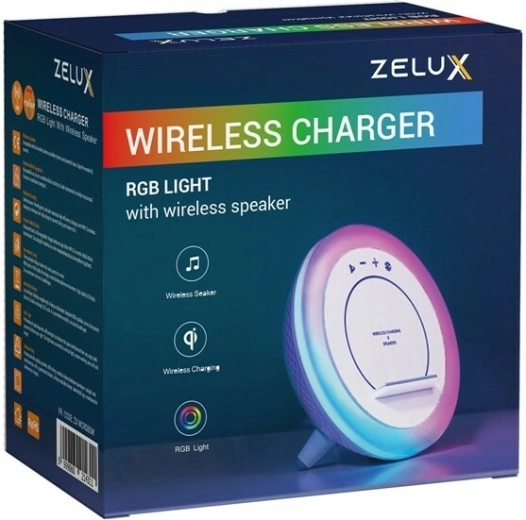 Zelux draadloze oplader, speaker en RGB-verlichting 3-in-1