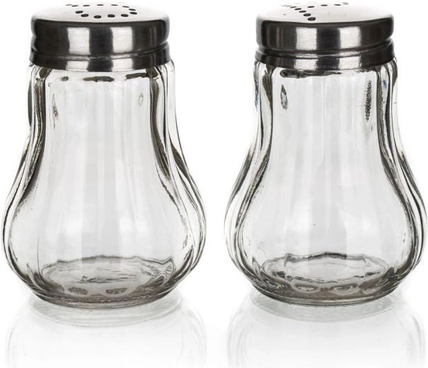 Salt and Pepper Shakers MONO 40 ml Glass/Stainless Steel – Round Set