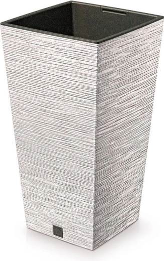 Furu Square Eco Wood Planter with Insert 26.5 cm white