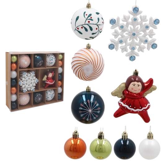 Set van 38 kerstballen mix