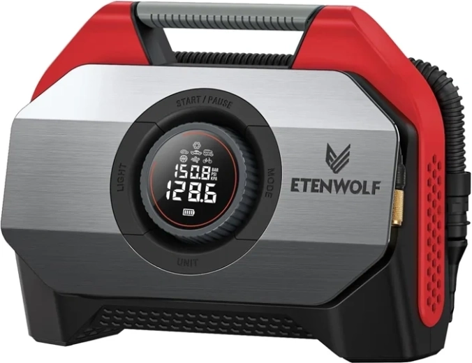 Compresseur automobile Etenwolf S6 avec powerbank de 19 200 mAh, 11,03 bar, rouge