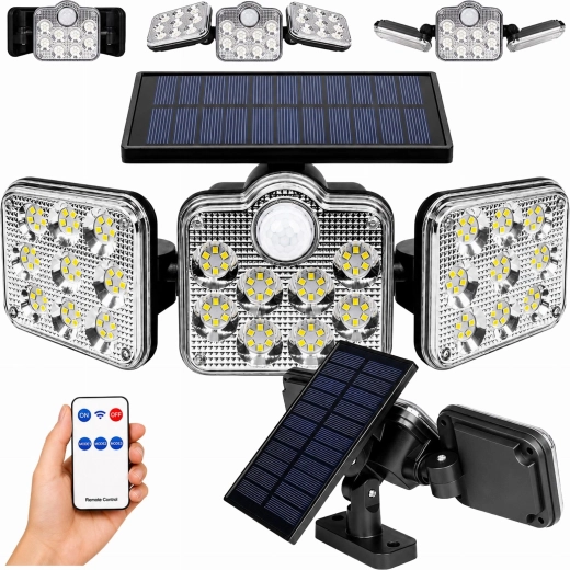 Solare LED-Gartenleuchte mit Bewegungs- und Dämmerungssensor sowie Fernbedienung