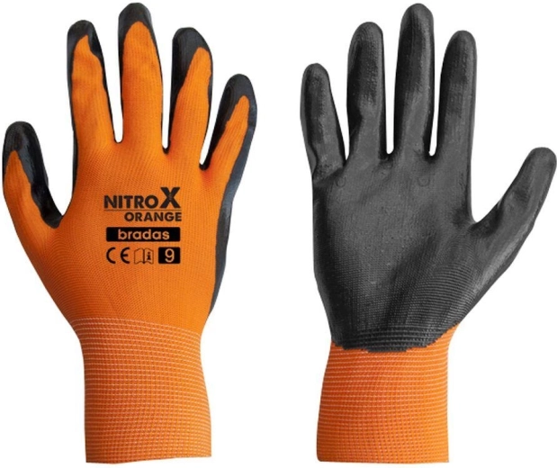 Gants de travail en nitrile NITROX ORANGE, taille 9