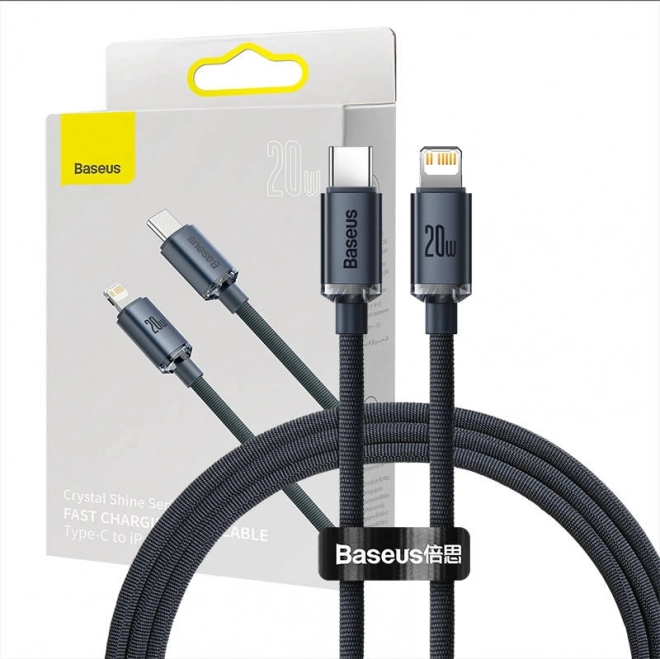Baseus Crystal kabel USB-C naar Lightning 20W PD - zwart