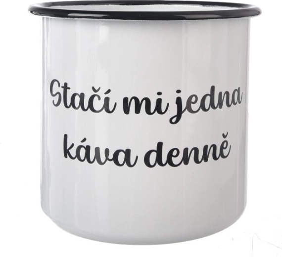Tasse émaillée « Une café » 1 l blanche