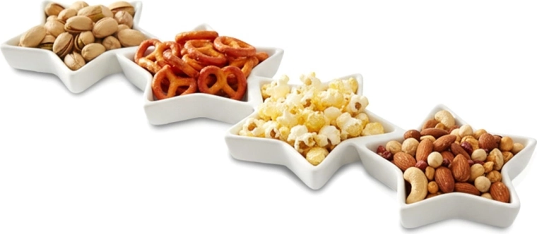 Porcelain elongated appetizer plate with four stars 30 × 8.5 cm