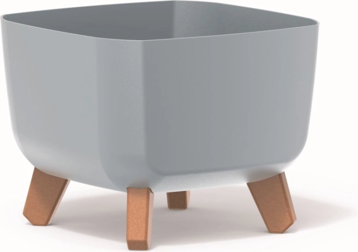 Cache-pot sur pieds Gracia Square, gris clair, 24 × 24 × 18,7 cm