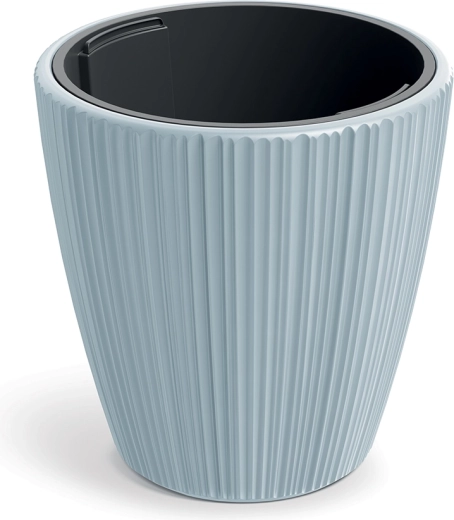 Pot ORO 47 cm gris clair avec rainures verticales