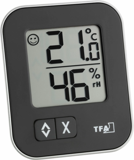 TFA MOXX digitales Thermometer mit Hygrometer, schwarz