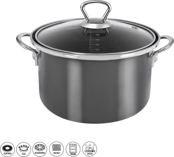 Kookpan METALIC Lem 5 l met glazen deksel