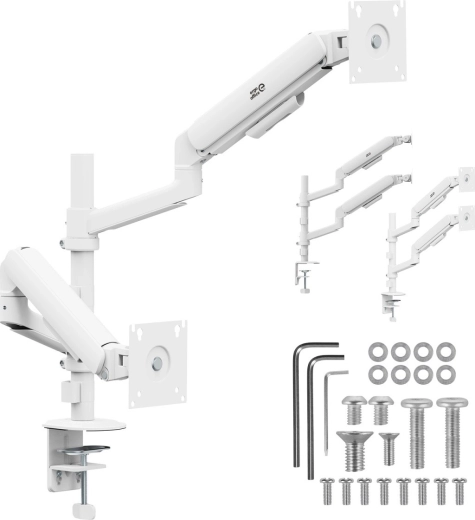 Ergo Office dubbele monitorbeugel voor 2 monitoren 17–32" wit
