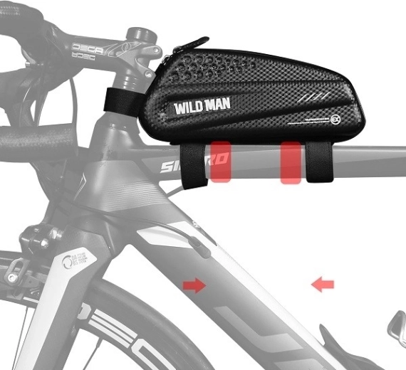 Waterdichte frametas voor fiets WildMan EX 1 l met telefoonhouder, zwart