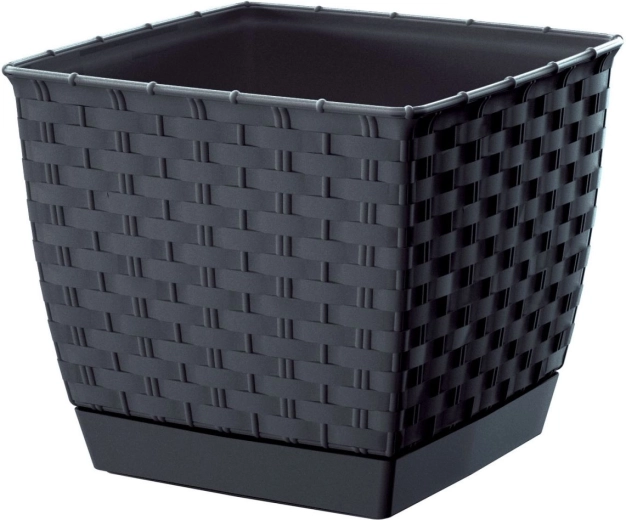 Cache-pot carré Ratolla Square 16,5 cm anthracite