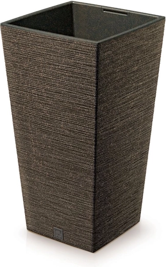 Bloempot Furu Square Eco Wood met binnenpot 34,5 cm – koffie