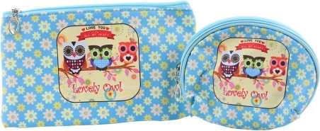 Cosmetic bags with owl design - 2 pcs