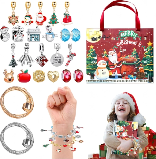 Calendrier de l’Avent avec bracelet et breloques pour création DIY - 1 pièce