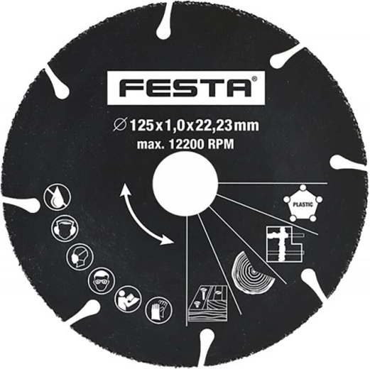 Disque de coupe universel 125 × 1,0 × 22,2 mm, carbure FESTA