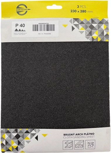 Toile abrasive pour métal et bois, grain 180, 230 × 280 mm (3 pcs)