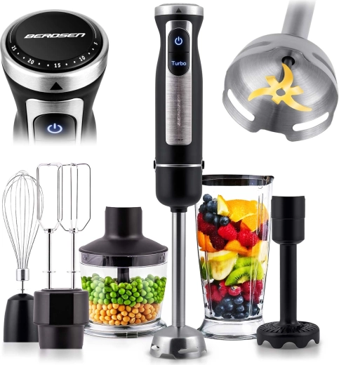 Hand Blender 1500 W with Titanium Blade and Accessories BERDSEN