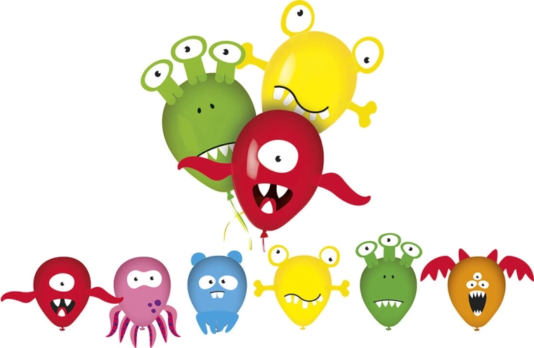 Luftballons mit Bildern MY PARTY Monsters, 6 Stk.