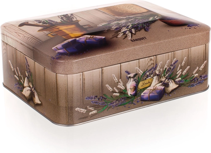 Boîte à thé en métal Lavender avec compartiments 20 × 15,5 × 8 cm