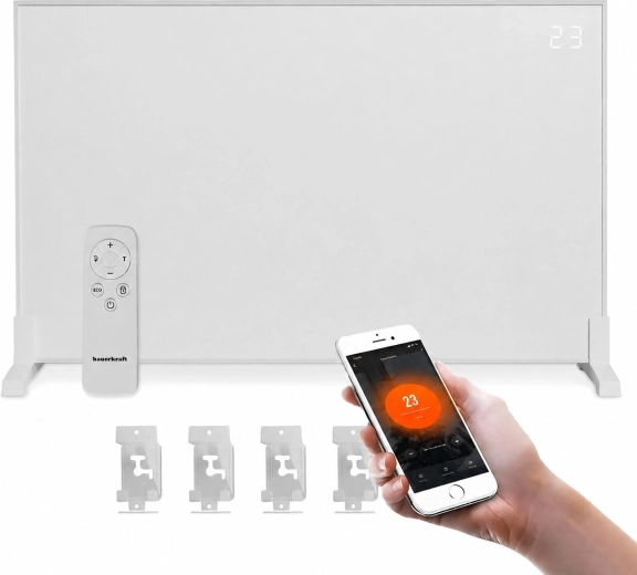Infrarood verwarmingspaneel Bauerkraft 800 W met Wi‑Fi en LED-display 60 × 100 cm