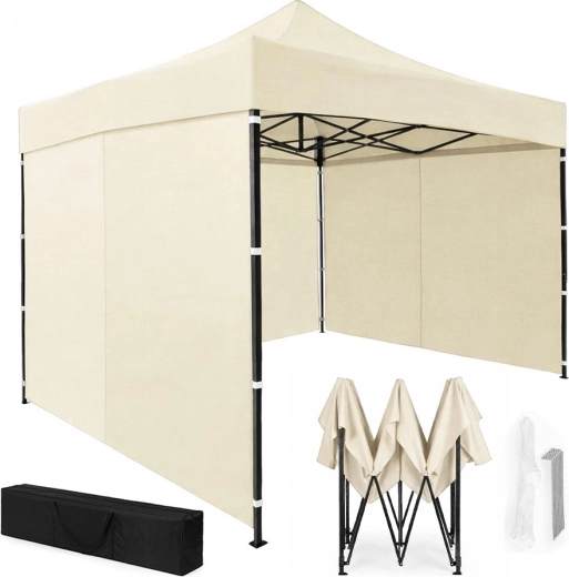 Tuinpartytent 3 × 3 m, automatische uitklapfunctie, beige, MultiGarden