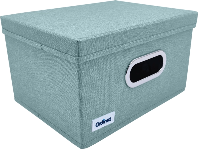 Organisateur textile vert menthe pour armoire avec couvercle et fenêtre 29,5 × 22,5 × 16,5 cm