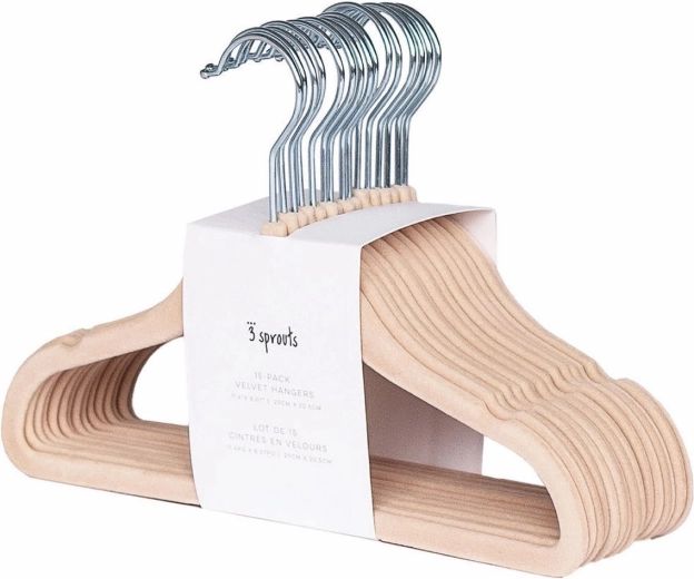 3 Sprouts velvet children's hangers Hazelnut 15 pcs