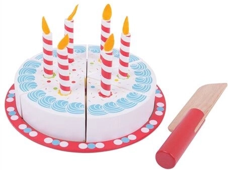 Wooden Birthday Cake for Slicing by Bigjigs Toys