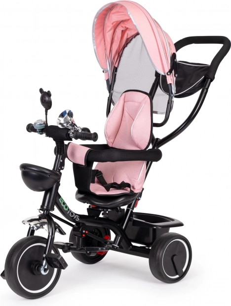 Kinderdriewieler met draaibare zitting en kap, roze, ECOTOYS