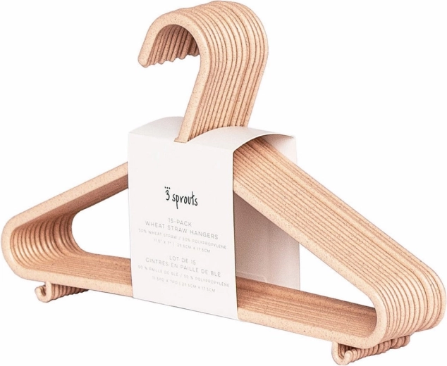 Cintres pour enfants 3 Sprouts en paille de blé, roses, 15 pièces