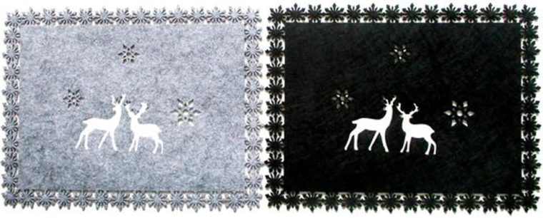 Kerst-placemat van vilt 43 × 33 cm – rechthoekig, 2 varianten