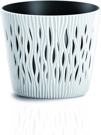 Bloempot Sandy Round met inzet 18,9 cm – wit