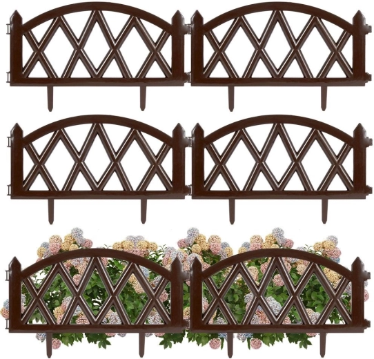 Brown garden edging fence 50 × 30 cm, set of 6