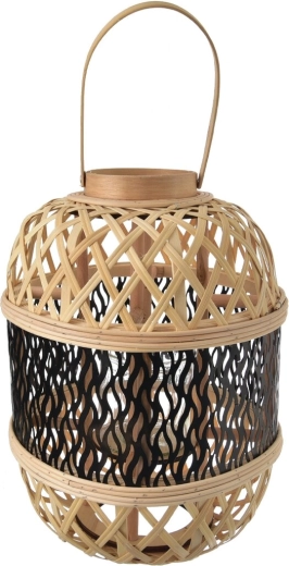 Woven wicker lantern, brown-black, 36 cm
