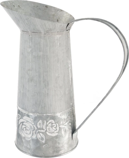 Arrosoir décoratif en métal avec motif de roses, gris 7 × 21 cm