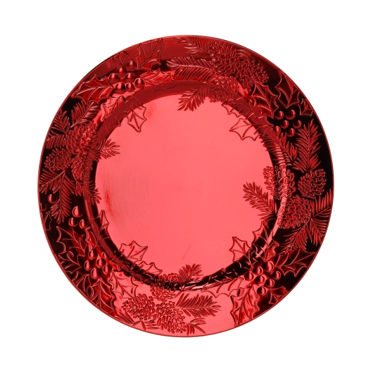 Christmas round charger plate red (pack of 6 pcs)