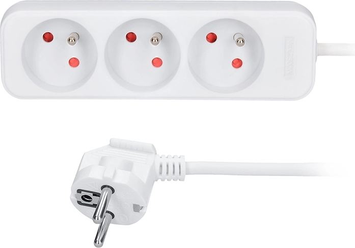 Solight extension cord, 3 sockets, white, 5 m