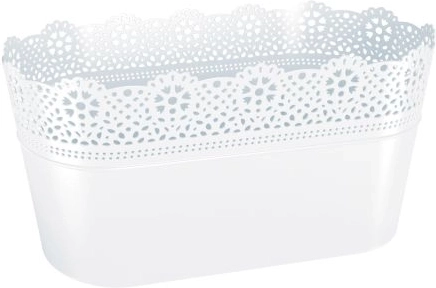 Jardinière en plastique avec dentelle 28,5 cm – blanche