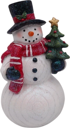 Houten decoratie sneeuwman met boompje