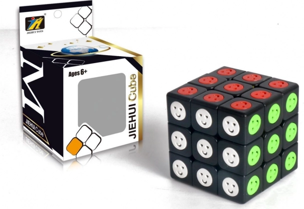 Modern 3x3 Puzzle Cube with Smiling Tiles