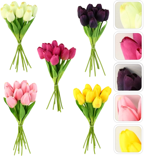Artificial Tulip Bouquet, 10 pcs, 30 cm, mixed colors