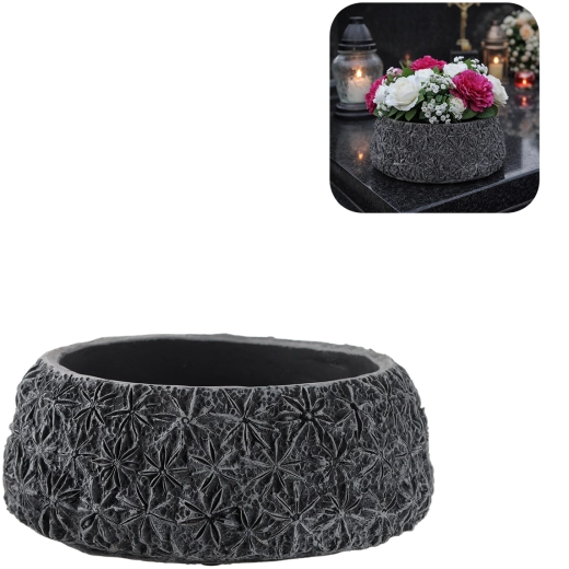Pot de fleurs en ciment gris foncé 25 × 25 × 11 cm