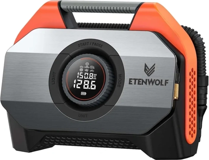 Compresseur automobile Etenwolf S6 avec batterie de 19 200 mAh, 11,03 bar, orange