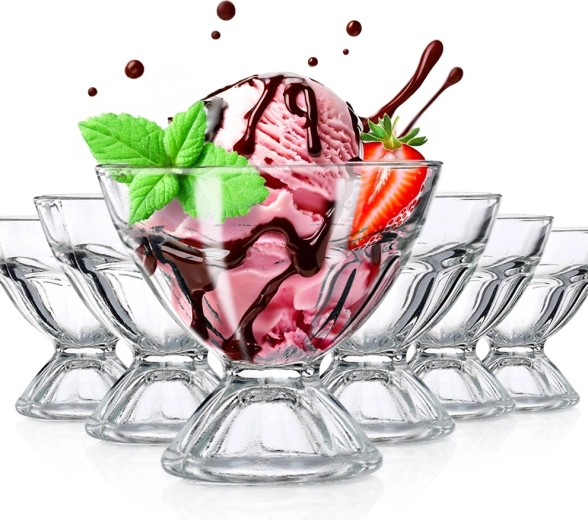 Coupes en verre pour glace 100 ml, lot de 6 pièces