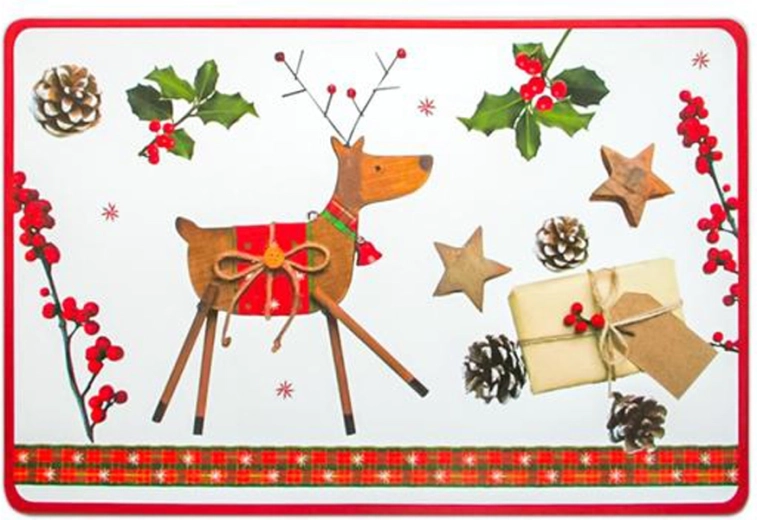 Kerst plastic placemat Toro met rendier 28 × 43 cm